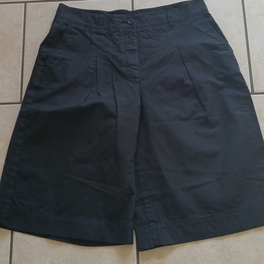 J CREW Womens Size 8 Black Pleated Knee Length High Waisted Shorts